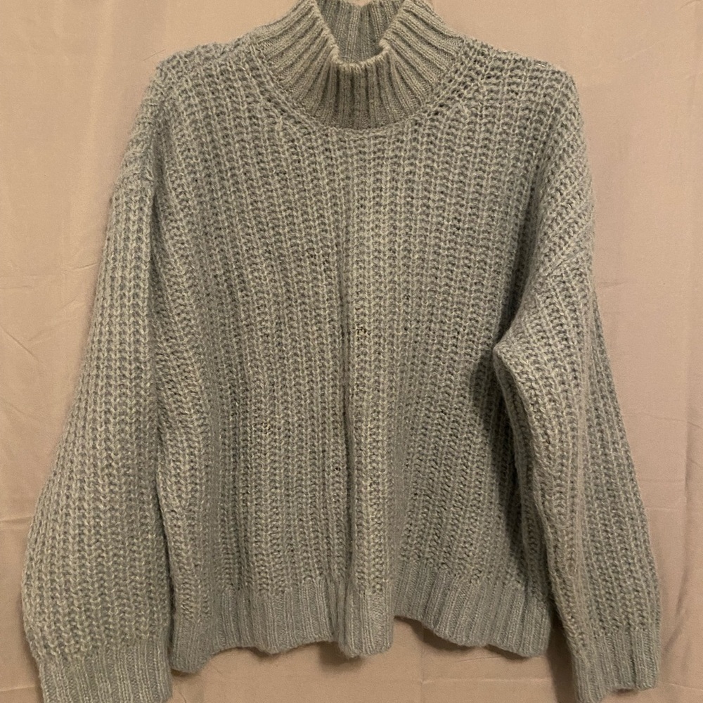 Wool blend mock neck sweater